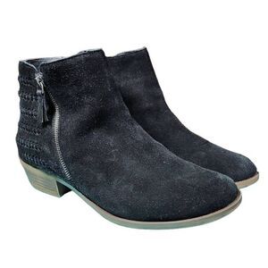 Kensie Women's Black Suede Leather Side Zip Granger Ankle Boots Size 11